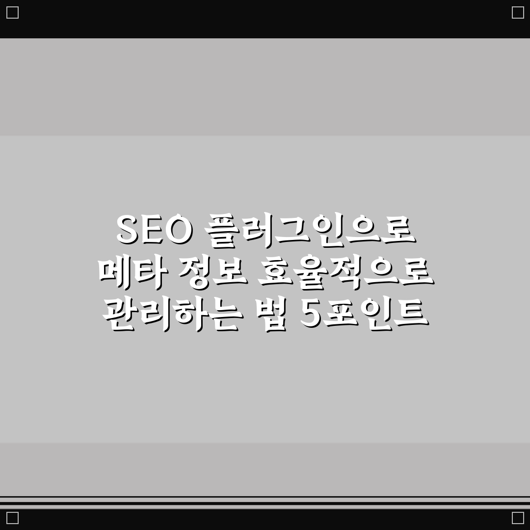 SEO 플러그인으로 메타 정보 효율적으로 관리하는 법 5포인트 핵심가이드