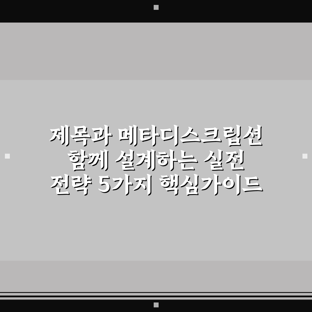 제목과 메타디스크립션 함께 설계하는 실전 전략 5가지 핵심가이드