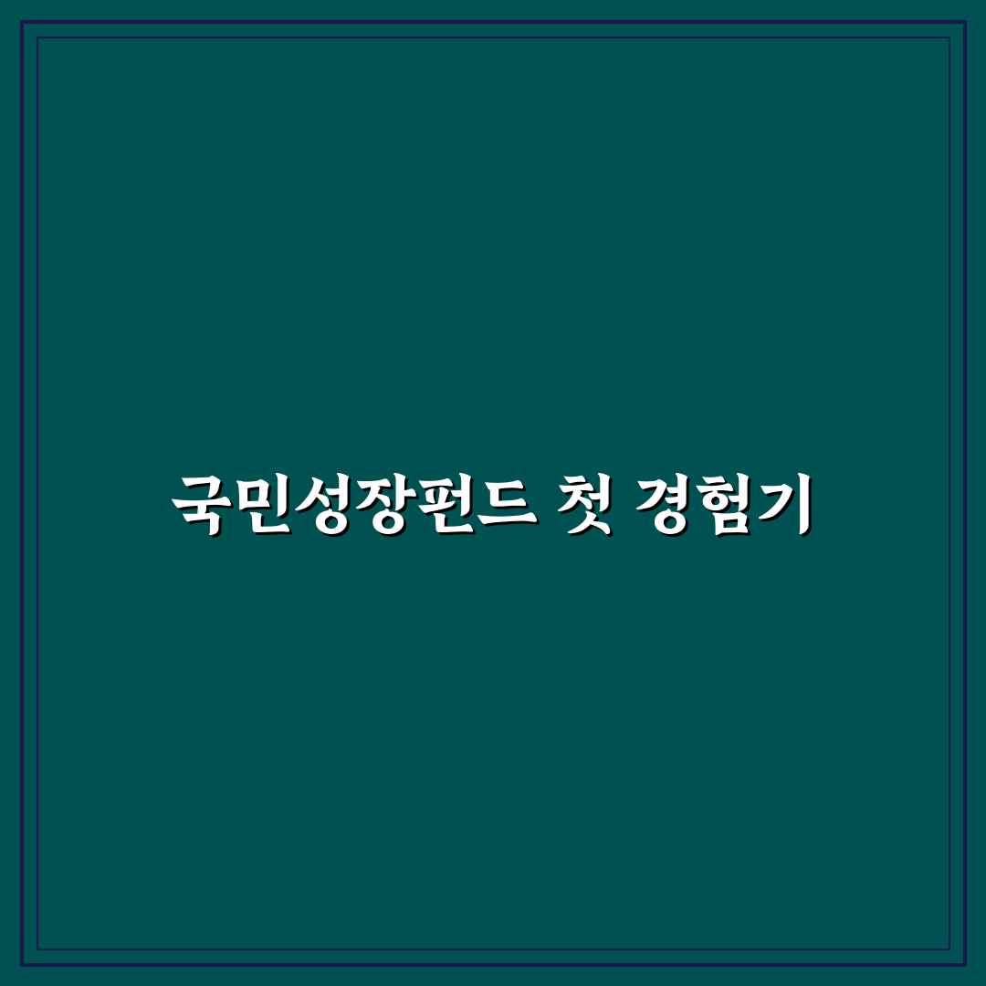 국민성장펀드 일반계좌 직접 알아보니 장단점은