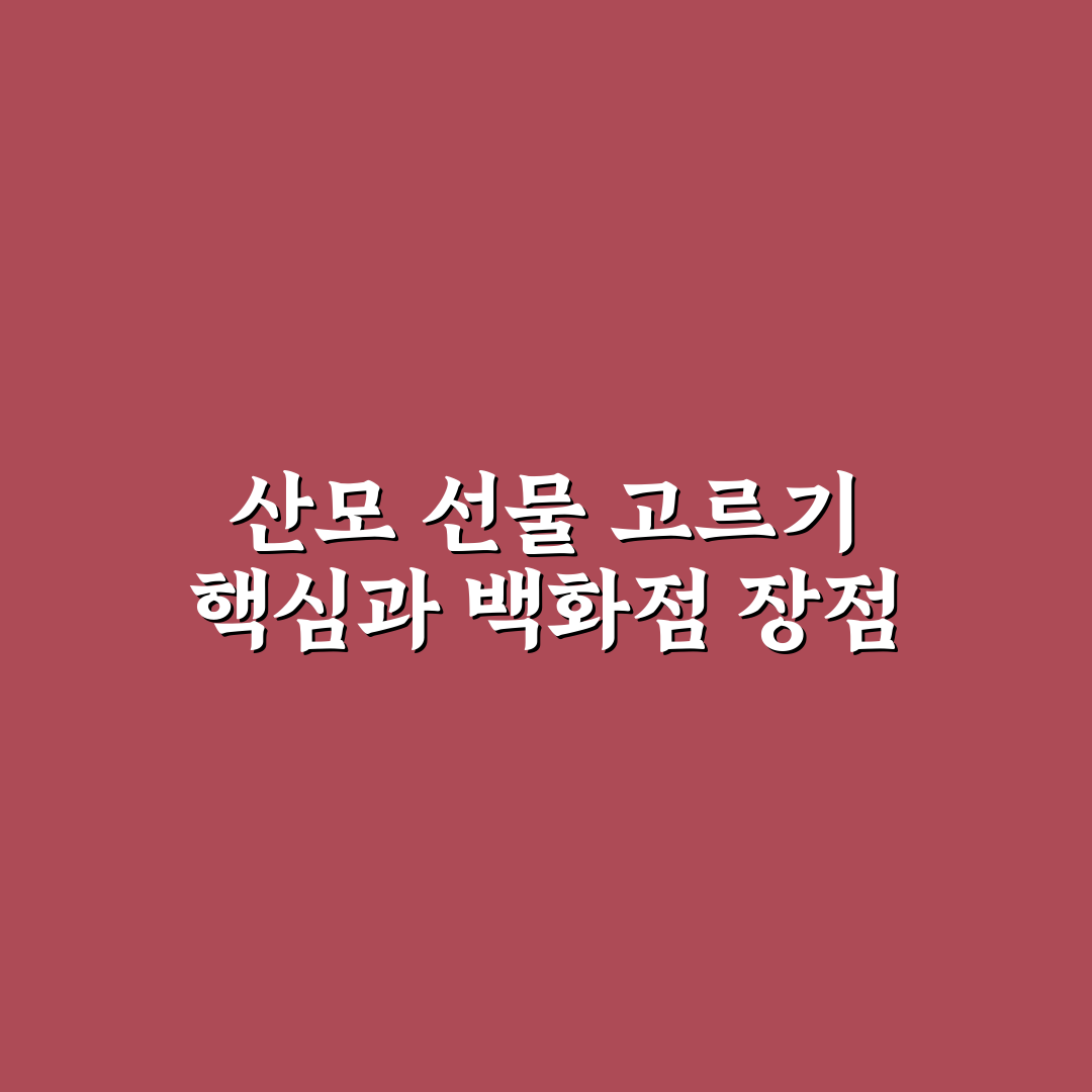 산모 선물 백화점 추천 꿀팁 초보자도 쉽게 고르는 방법