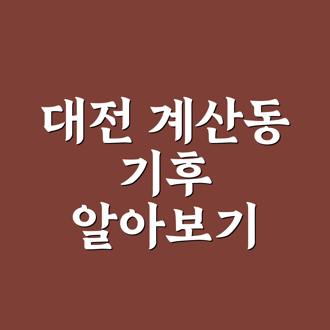 대전 계산동 날씨 정보와 함께 알아두면 좋은 팁